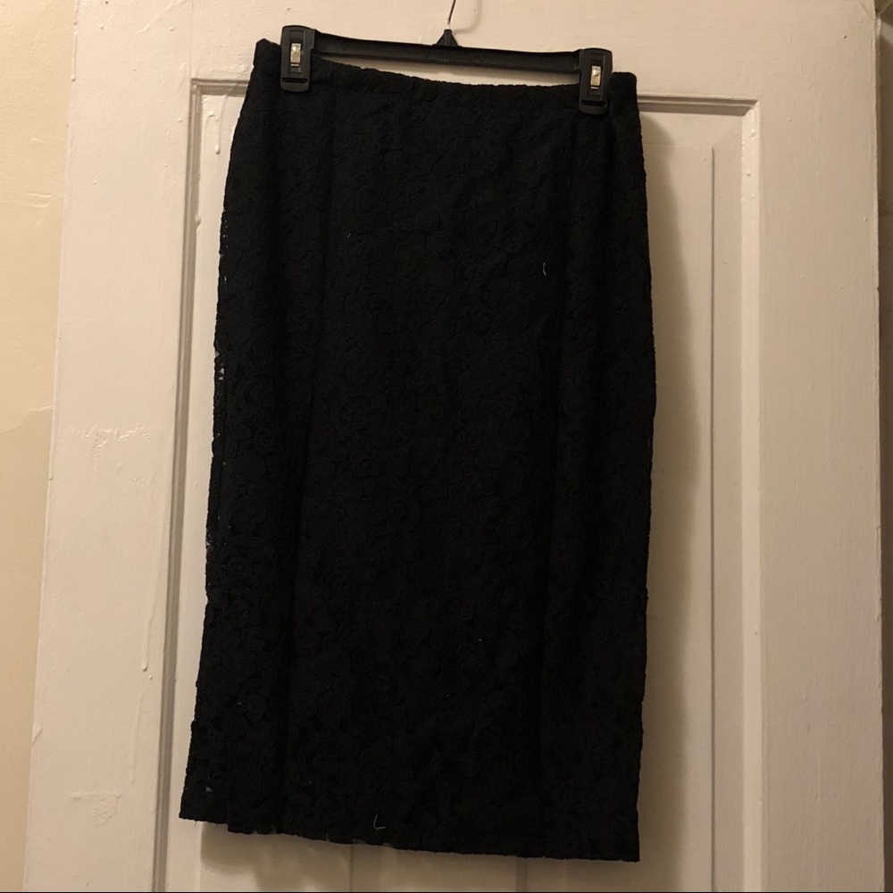 Bobeau Black Lace Midi Skirt